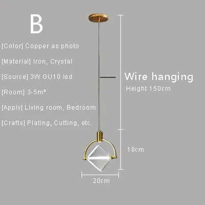 Crystal Led Pendant Lights Kitchen Fixture Suspension Bedside Hanging Lamp Nordic Loft Living Room Dining Room Indoor Home Decor