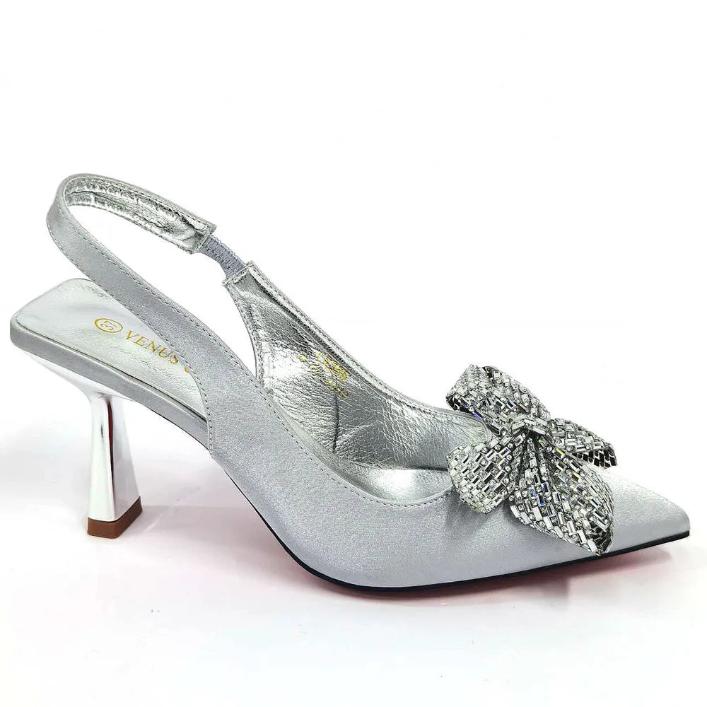 Excellent Italian Hollow Design Women Shoes Matching Bag in Silver Color Mature African Ladies Comfortable Sandals for Party