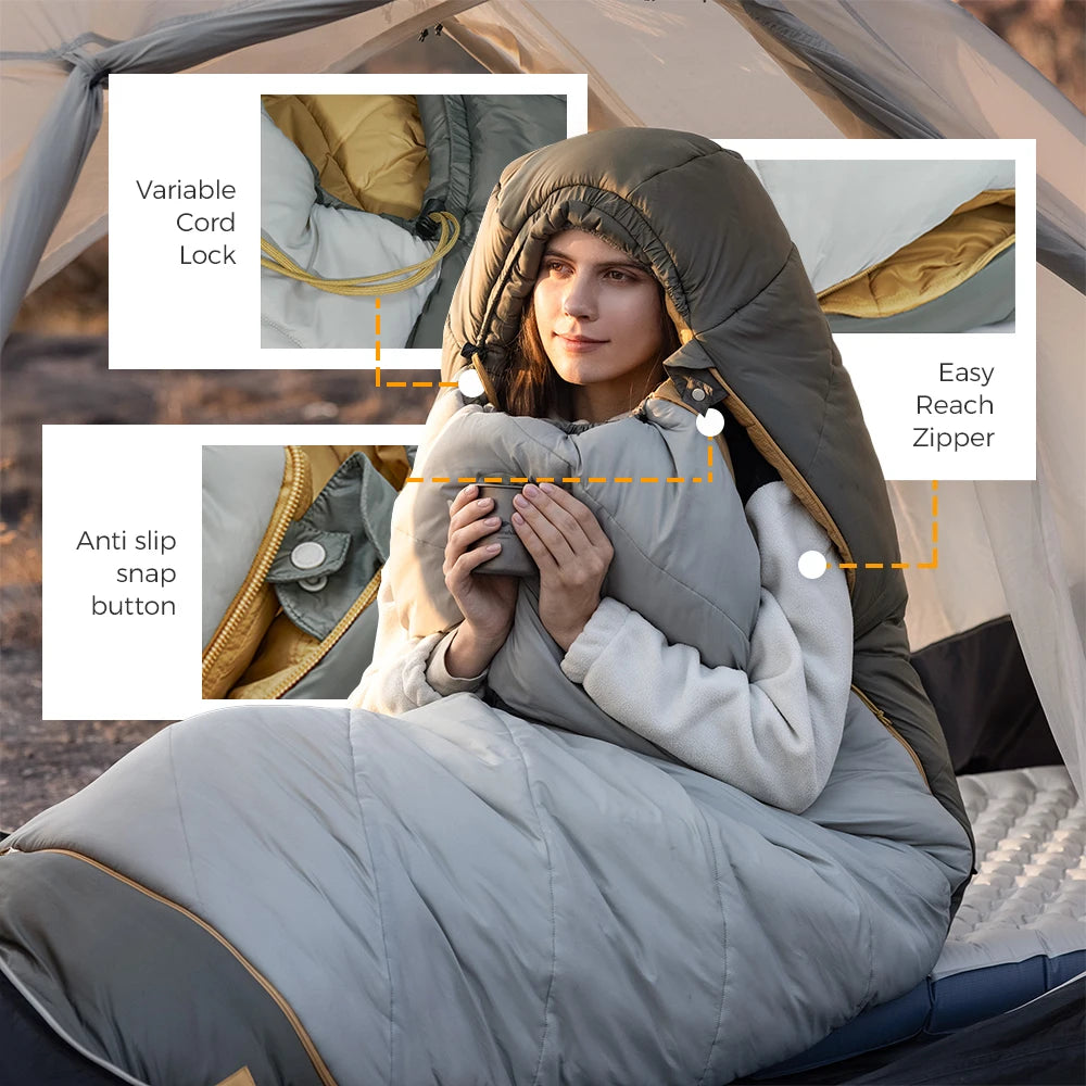Naturehike MG120 MG270 Mummy Sleeping Bag -2~5℃ Ultralight Camping Hiking Cotton Warm Thermal Winter Machine Washable Tour Gear