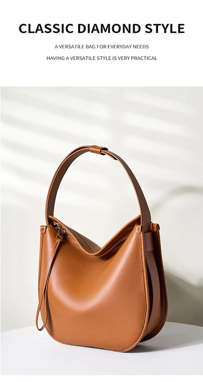 Genuine Leather Women Tote Bag 2025 New Large Capacity Women's Shoulder Bag Luxury Designer Cowhide Crossbody Bags 2522