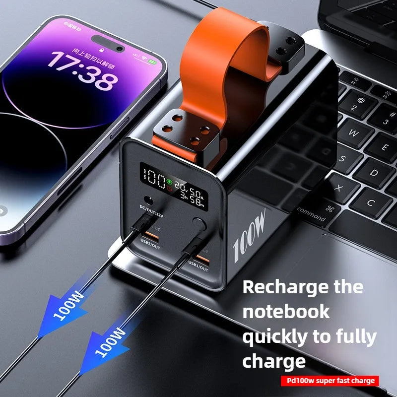 60000mAh 100W Power Bank Portable USB C PD QC DC Fast Charging Large Capacity External Battery For iPhone Samsung Xiaomi Laptop