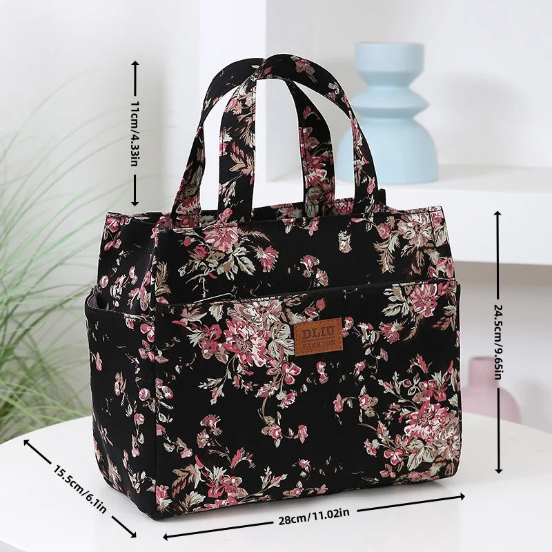 New Large Capacity Thickened Cloth Art Handbag Minimalist Work Lunch Box Storage Bag Suitable for Shopping Miscellaneous Uses