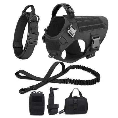 Dog Harness for Large Dogs Leash Collar Molle Pouch Military Harnesses French Bulldog Pet Tactical Training Vest Dog Accessories