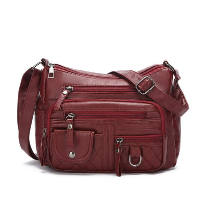Women's Crossbody Bag, Synthetic Leather Shoulder Bag with Adjustable Shoulder Straps, Lightweight Multi Pocket Bag with Zipper