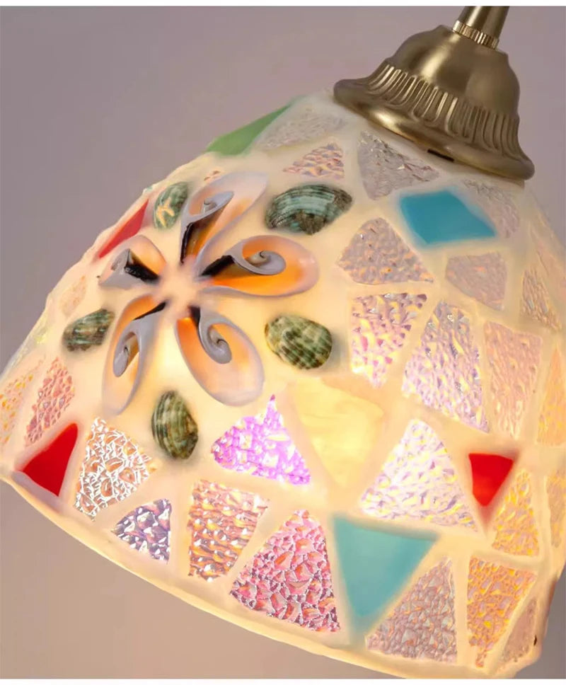 Glass Ceiling Chandelier Creative Sea Shell Lampshade Bedroom Bedside Hanging Lamp Interior Decoration Lighting Pendant Lights