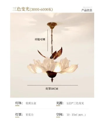 French Ceiling Lamp American Retro Bedroom Chandelier Lights Study Room Master Bedroom Lamp Suspension Luminaire