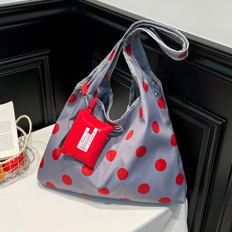 New Large Capacity Tote Handbag Polka Dot Shoulder Bag Fashion Top-Handle Bags Vintage Hobo Bucket Bag Commuting Underarm Pouch