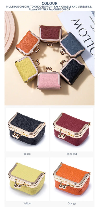 Women Wallets Small Genuine Leather Jewelry Bag Mini Headphone Bag Ring Necklace Earring Accessory Box Storage Bag Coin Purse