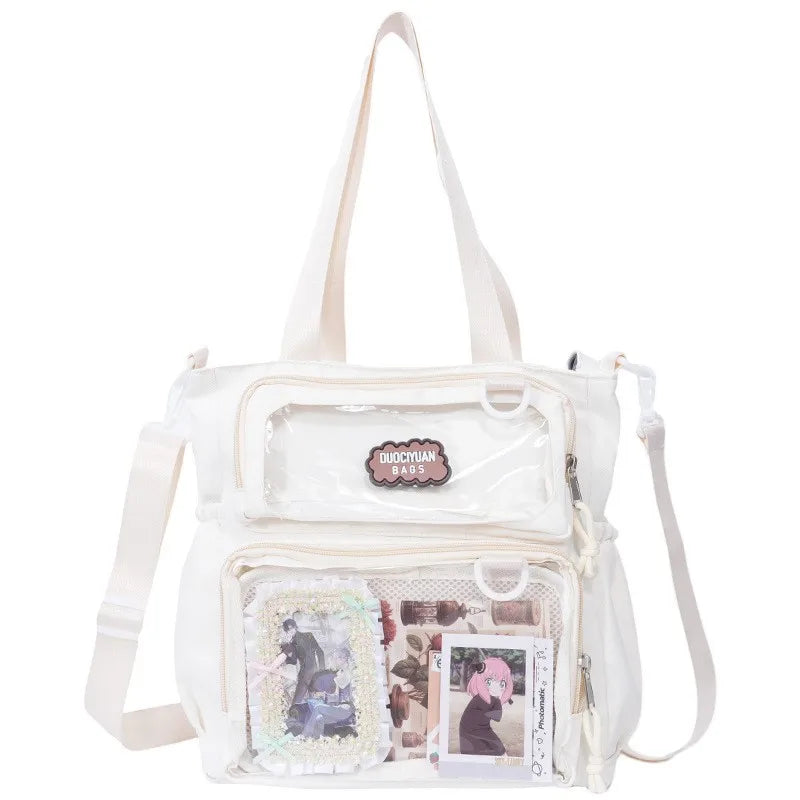 Y2K Japanese Preppy Style Shoulder Crossbody Bag New Nylon School Bags for Teenage Girls Transparent Itabag Backpacks Ita Bag
