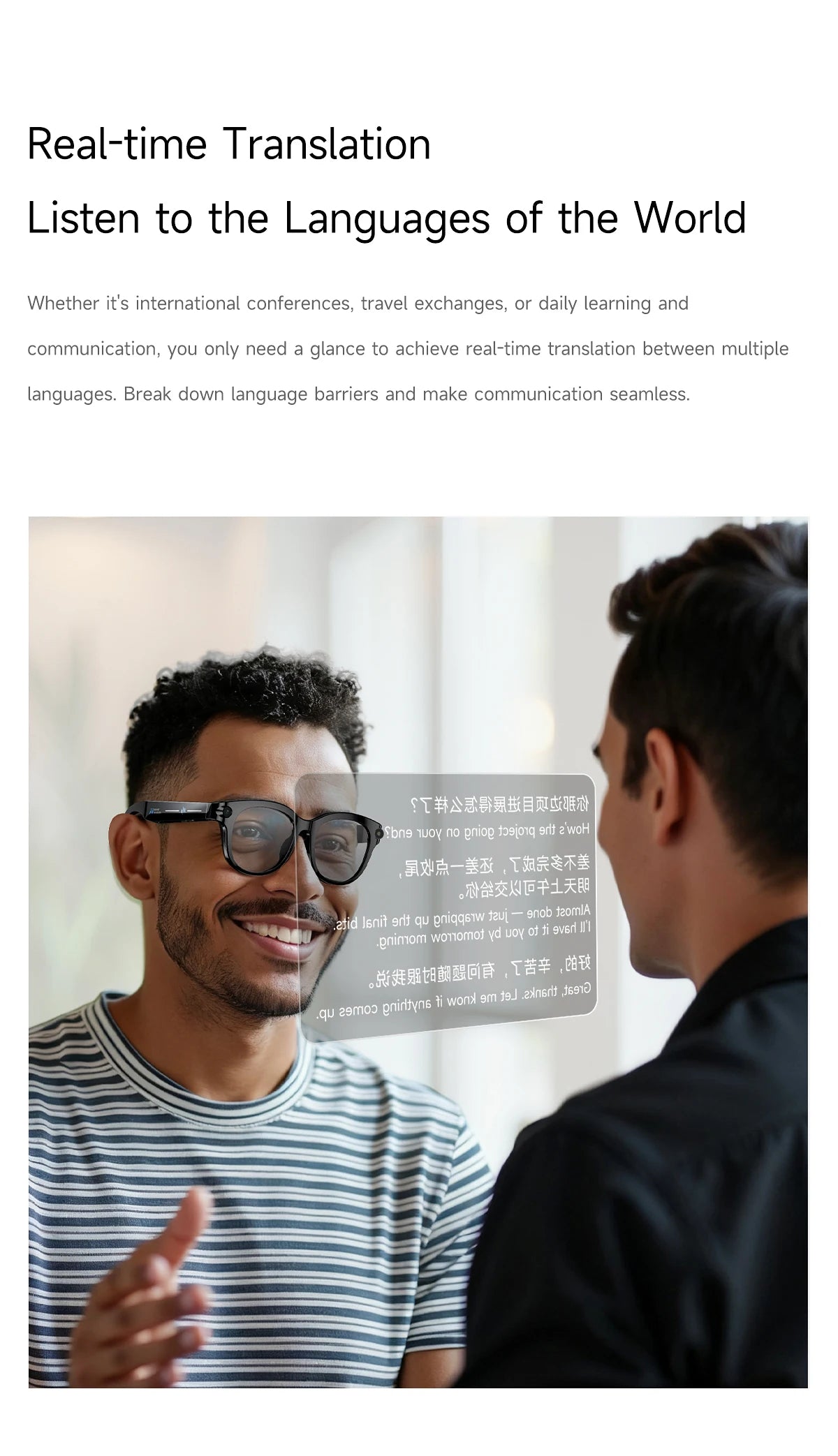 2026 AI Smart Glasses AI Translation Sunglasses Bluetooth Calling Music Player Camera Control Anti-blue Light Glasses  Men Women
