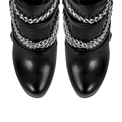 Onlymaker Women Platform  Ankle Boots Black Matte Side Zipper  Big Size Stilettos Winter Booties