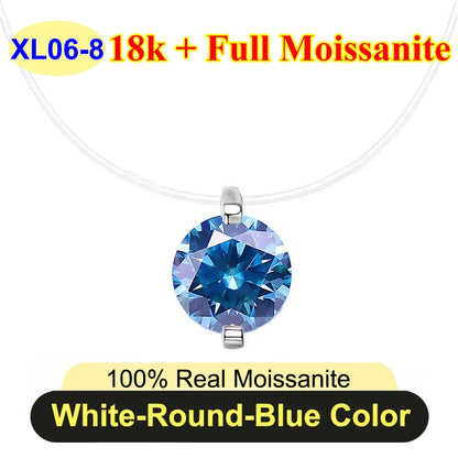 0.5ct-5ct Classic Fish Line Full Moissanite Necklace For Women S925 Silver Plated 18k D Color VVS1 Women's Moissanite Chain Gift