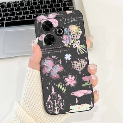Casing For Redmi 13 Case 13 5G Cute Cat Fashion Luxury Flowers Silicone Shockproof Back Cover For Redmi 13 5G Phone Case Bumper