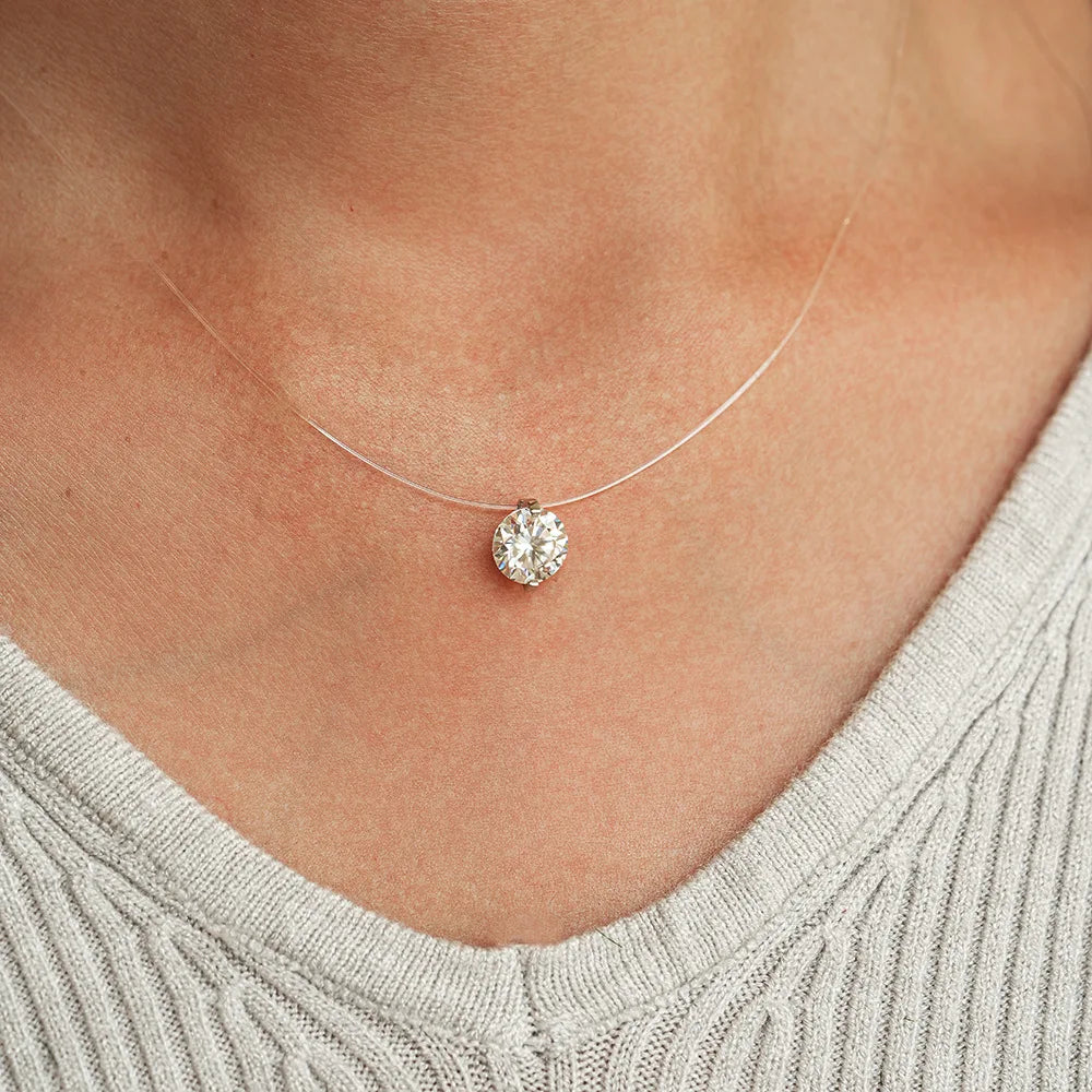 EWYA GRA Certified 1CT Marquise Cut Moissanite Pendant Necklace for Woman 925 Silver Fishing Line Water Drop Diamond Necklaces