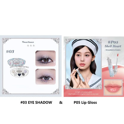 Flowerknows Shell's Jewel Makeup Gift Set Eye Blush Lip Glaze Setting Powder Correcting Primer For Women Full Kit