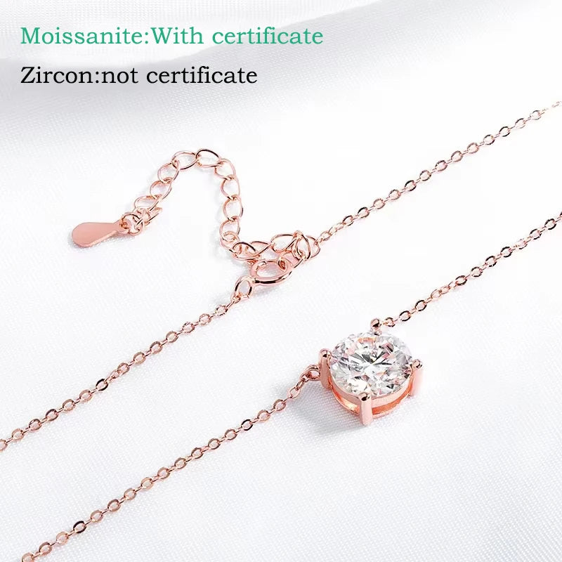 Smyoue 1-5CT Rose Gold Color Moissanite Necklace for Women D Color Sparkling Classic Lab Diamon Pendant Sterling Silver 925 100%