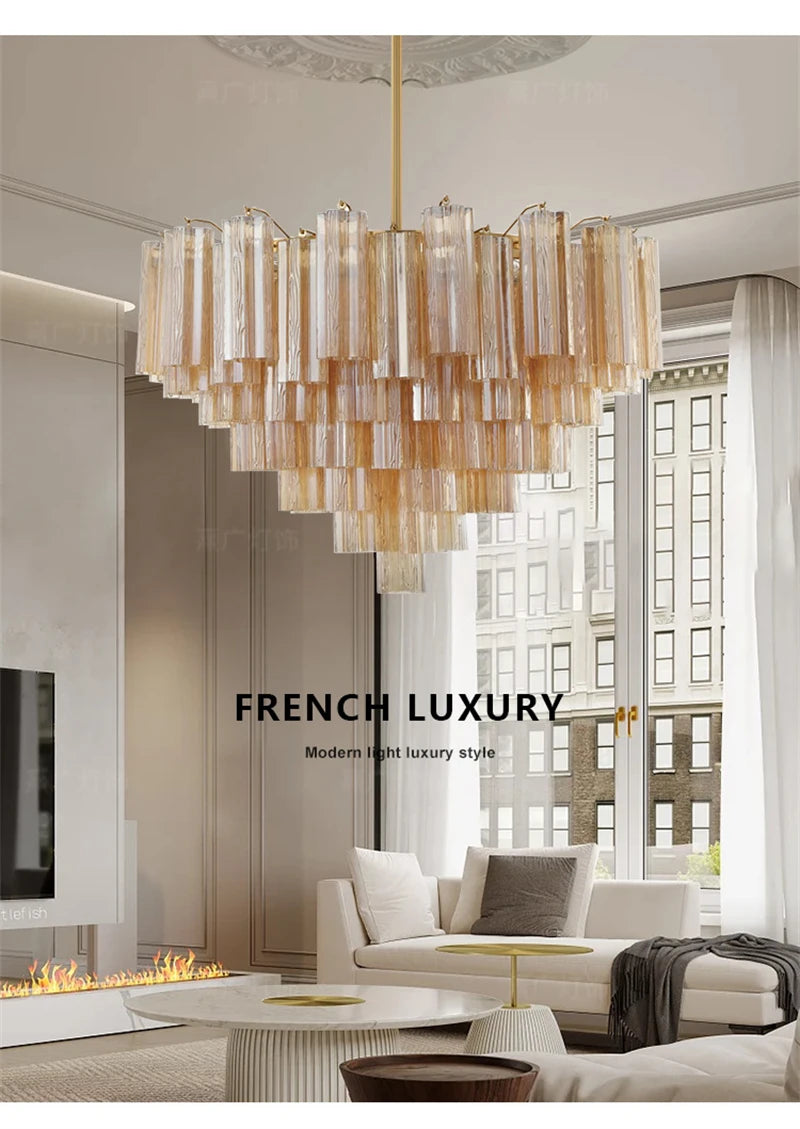 French Style Artistic Chandelier Medieval Colored Glass Retro Lighting for Living Room Dining Room Bedroom Villa Staircase Home