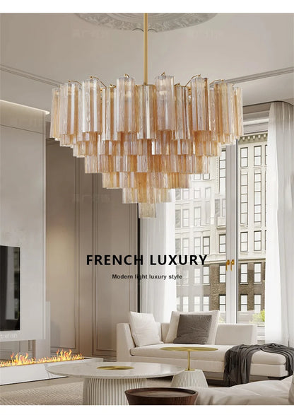 French Style Artistic Chandelier Medieval Colored Glass Retro Lighting for Living Room Dining Room Bedroom Villa Staircase Home