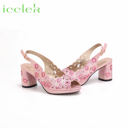 New Fashionable Coffee Color Peep Toe Ladies Shoes Matching Bag Set For Nigerian Women Wedding Party Pump