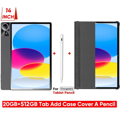 2026 High Defined Android 15 Tablet 14 inch Tablet PC 20GB 512GB 12900mAh Phone Call BT5.0 5G WiFi GPS Google Play Laptop Pads