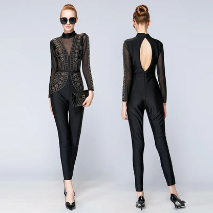 Fashion Women Long Sleeve Sexy V Neck Wide Leg Rompers Belted High Waist Jumpsuits Long Office Ladies Outfits Jumpsuit Colors