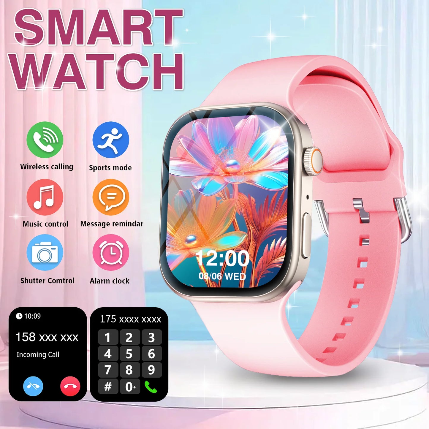 Smart Watch, Wireless Call/Dial, Multi-Sport Mode, Multiple APP Reminders, Suitable for Men and Women, Compatible with IPhone/An