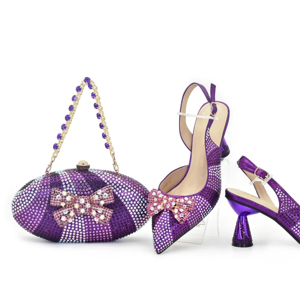 Doershow Lastest Italian Design Fashion Style Ladies Shoes with Matching Bag Set 2026 Nigerian Shoes and Bag Set! HO1-1
