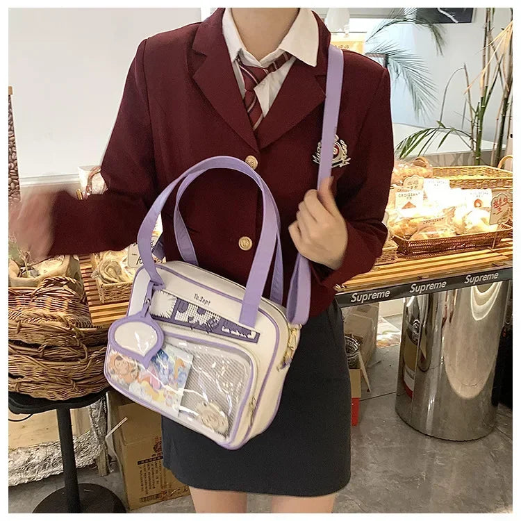 Y2K Japanese Harajuku Ita Bag for Women Cute Shoulder Bag Girls Transparent Itabag Crossbody Bag JK Shoulder Bags Handbags