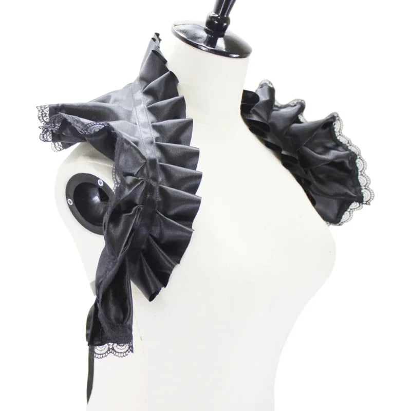 Unisex Vintage Victorian Ruffled Shrug Shawl Gothic Fake Collar Shoulder Wrap Capelet Costume Jabot Cosplay Accessories