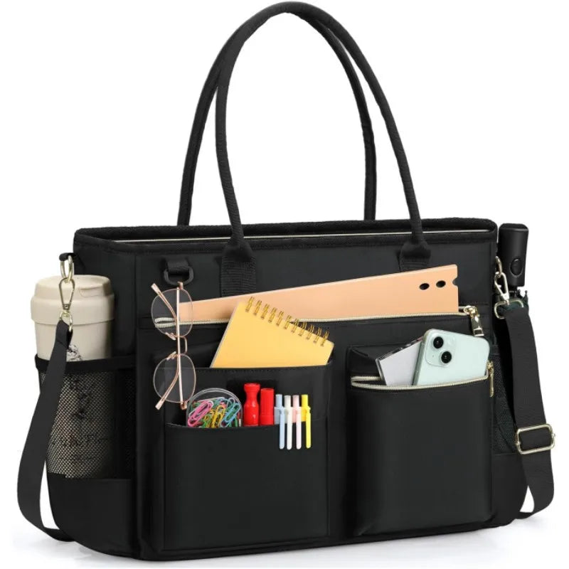 Fashionable large capacity commuting business teacher storage computer official documents women's handheld handbag reusable