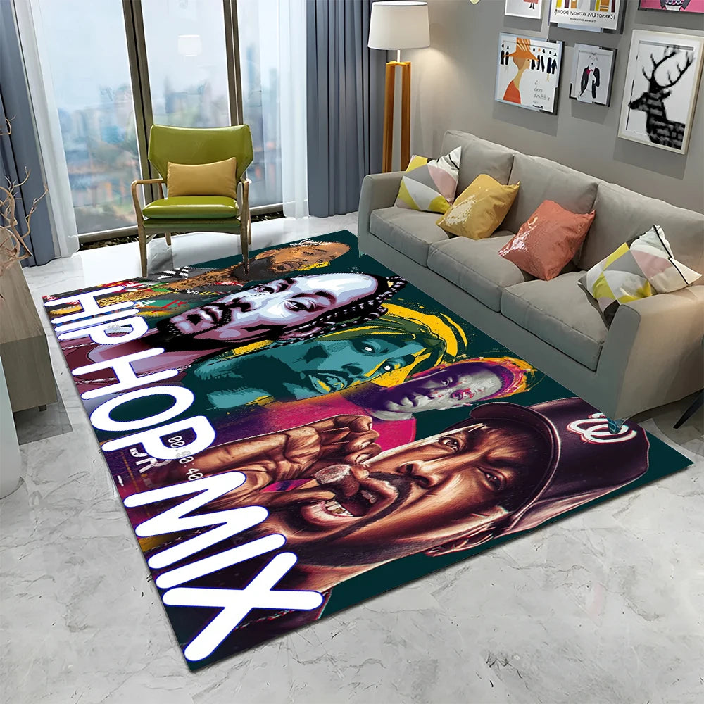 Legend Star Hip Hop Rapper Art Carpet Rug for Home Living Room Bedroom Sofa Doormat Decor,kids play Area Rug Non-slip Floor Mat