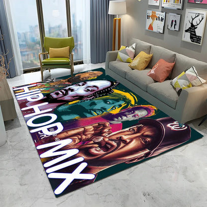 Legend Star Hip Hop Rapper Art Carpet Rug for Home Living Room Bedroom Sofa Doormat Decor,kids play Area Rug Non-slip Floor Mat