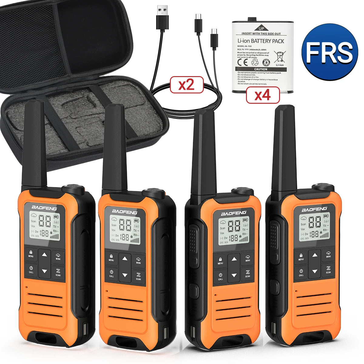 4PCS Baofeng Mini Walkie Talkie With Portable Suitcase F22 T22 PMR FRS Profesional Radio Family Amateur For Outdoor Camping