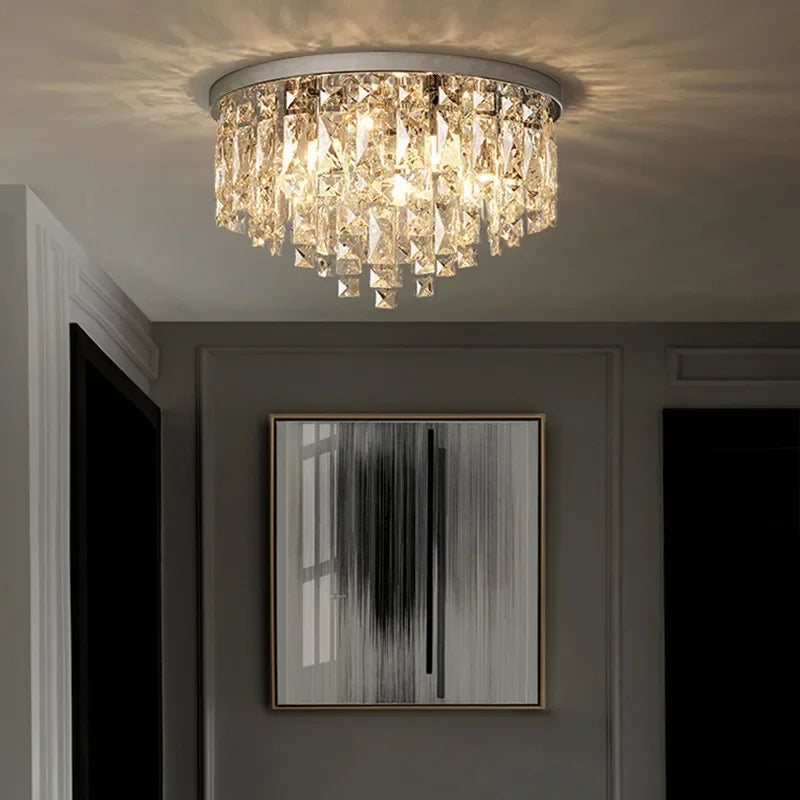 Modern Luxurious Crystal Ceiling Lamp Gold & Silver Color for Living Room Dining Room Bedroom - Elegant Lighting Fixture