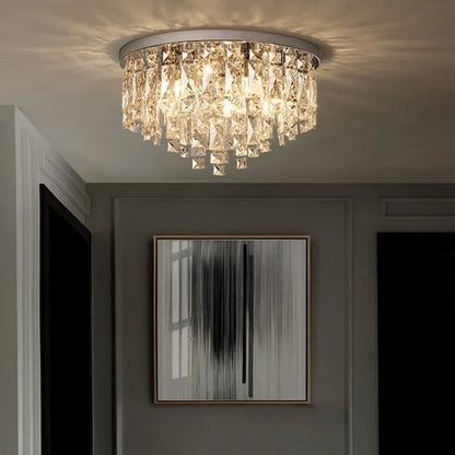 Modern Luxurious Crystal Ceiling Lamp Gold & Silver Color for Living Room Dining Room Bedroom - Elegant Lighting Fixture
