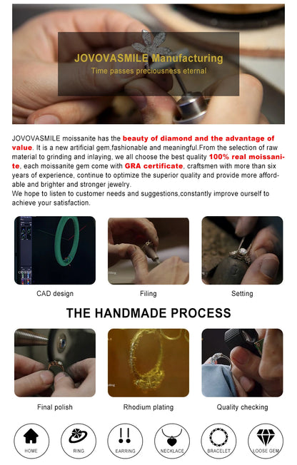 JOVOVASMILE Moissanite Engagement Ring 5 Carat 8*12mm Radiant Cut 18k White Gold Jewelry For Woman Wedding Gift lover