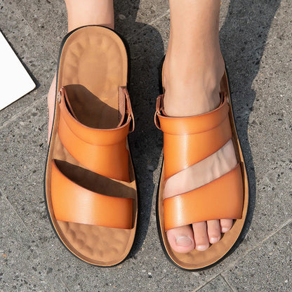 Male Luxury Sandals Male Leather Classic Men Slippers Beach Shoes Comfortable Walking Roman Sandals Outdoor Mens Slip on Shoes