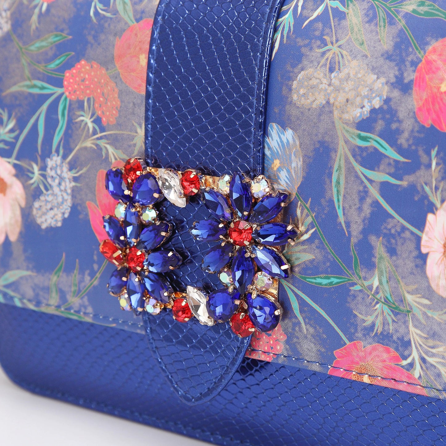 Newest Green Color Print Design High Heels Decorated with Water Rhinestone Party Women's Shoes and Bags Set