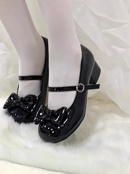 Women Lolita Shoes Round Toe Women Flats Cross Straps Bow Cute Pumps Girls Princess Party Shoes Trend Luxury Mary Jane Shoes