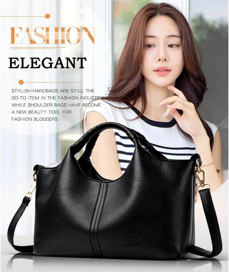 Authentic Leather Tote Bag Luxury Large Capacity Women's Single Shoulder Diagonal Crossbody Bags Fashion Simple Female Handbag