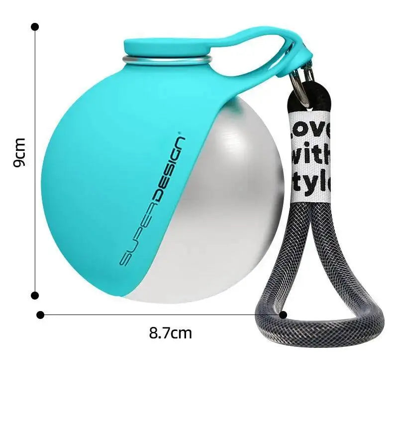 Stainless Steel Water Bottle Outdoor Dog Walking Folding Portable Water Cup With Lanyard Hook LeakProof Dog Water Drink Bottle