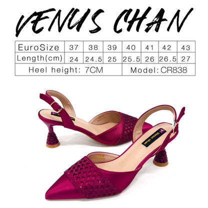 Nigerian Women Heel Party Ladies Italian Design Shoes And Bags Set Decorated with Rhinestone Handbag Wedding Party