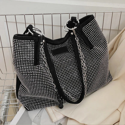 Yogodlns Luxury Rhinestone Bucket Bag For Women Fashion Brands Shouldr Bag Trendy Underarm Bag Shopping Handbag Purse Bolsa