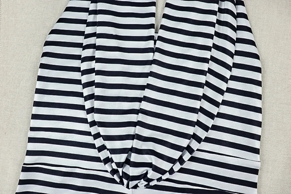 FLARORA Fashion Striped Print Jumpsuits Women Sexy Halter Swinging Collar Sleeveless Backless Skinny Street Clubwear Overalls