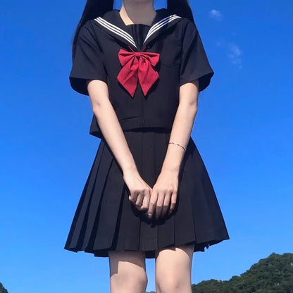Japanese school uniform girls S-8XL plus size Jk suit white two black three basic sailor uniform women long sleeve suit