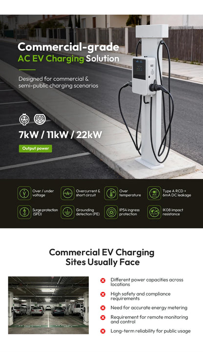 OEM&ODM 22kW Ac Ev Charger Type 2 Wallbox Fast Electric Vehicle Car Charging Stations With 5M Cable