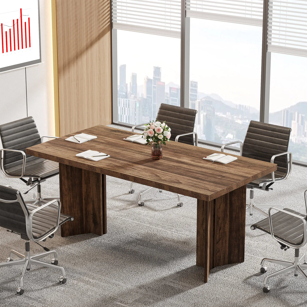 Tribesigns 63-inch Executive Desk, Vintage Home Office Computer Desk with Large Tabletop, Farmhouse Wood Writing Conference Tabl