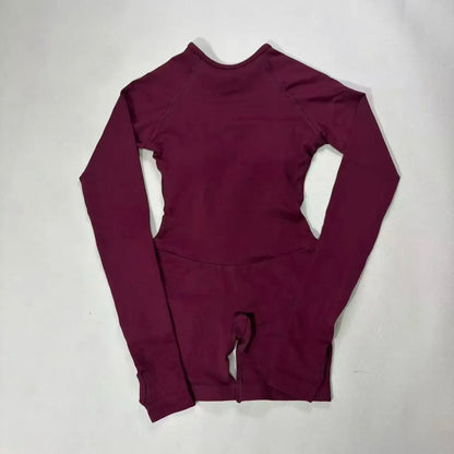 2026 DF‑Impact Women Stretch Long‑Sleeve Backless Yoga Jumpsuit, Slim‑Fit One‑Piece Bodysuit Gym Workout Fitness Suit