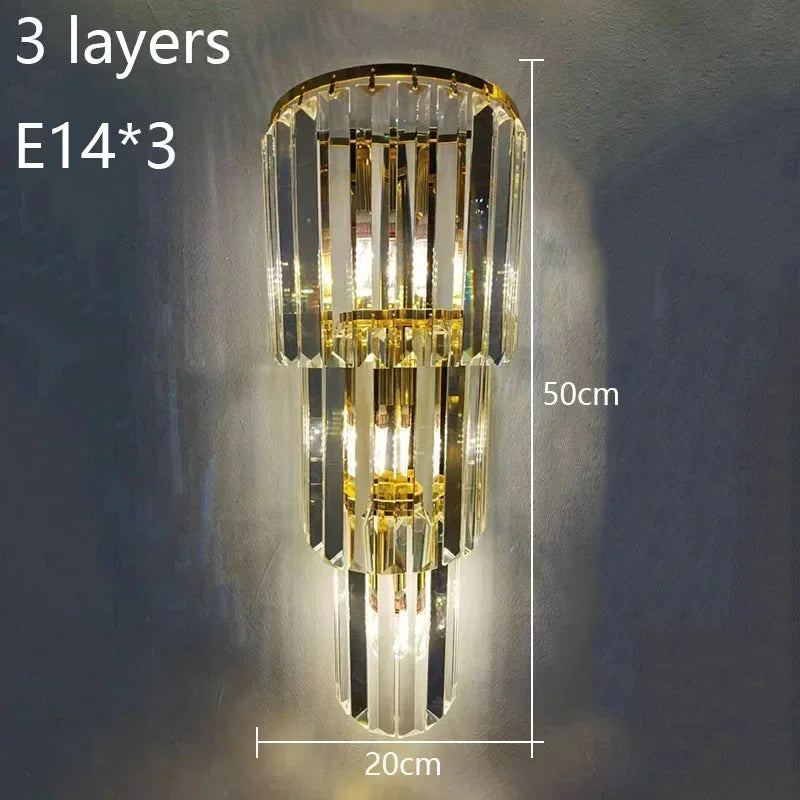 Luxury Hotel Lobby Large Big Crystal Wall Lamp for Club Hall Villa Living Room Bedroom Office Banquet Indoor Lighting Fixtures