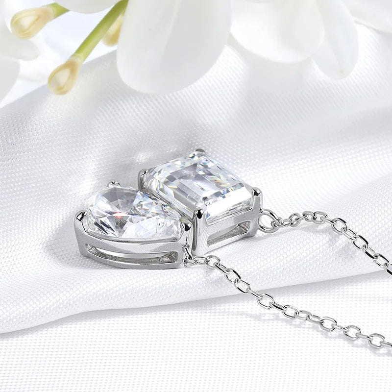 Smyoue 2 Gems Pear Cut Zircon Moissanite Necklace for Women Lab Diamond Pendant Certified Jewelry Pure S925 Sterling Silver